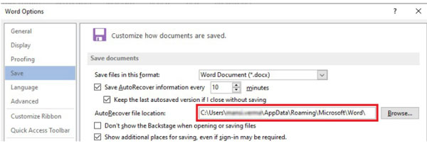 Recover unsaved word document from AutoRecover