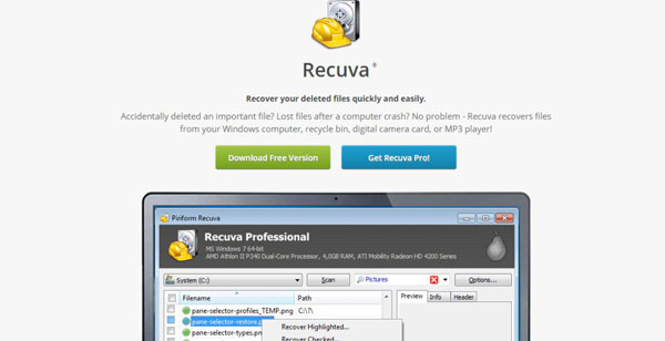 Recuva data recovery software