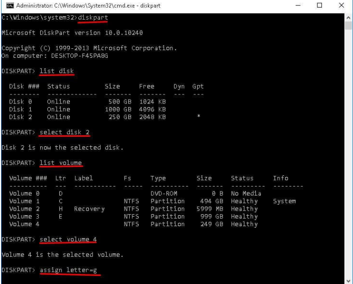 Recover deleted partitions using cmd